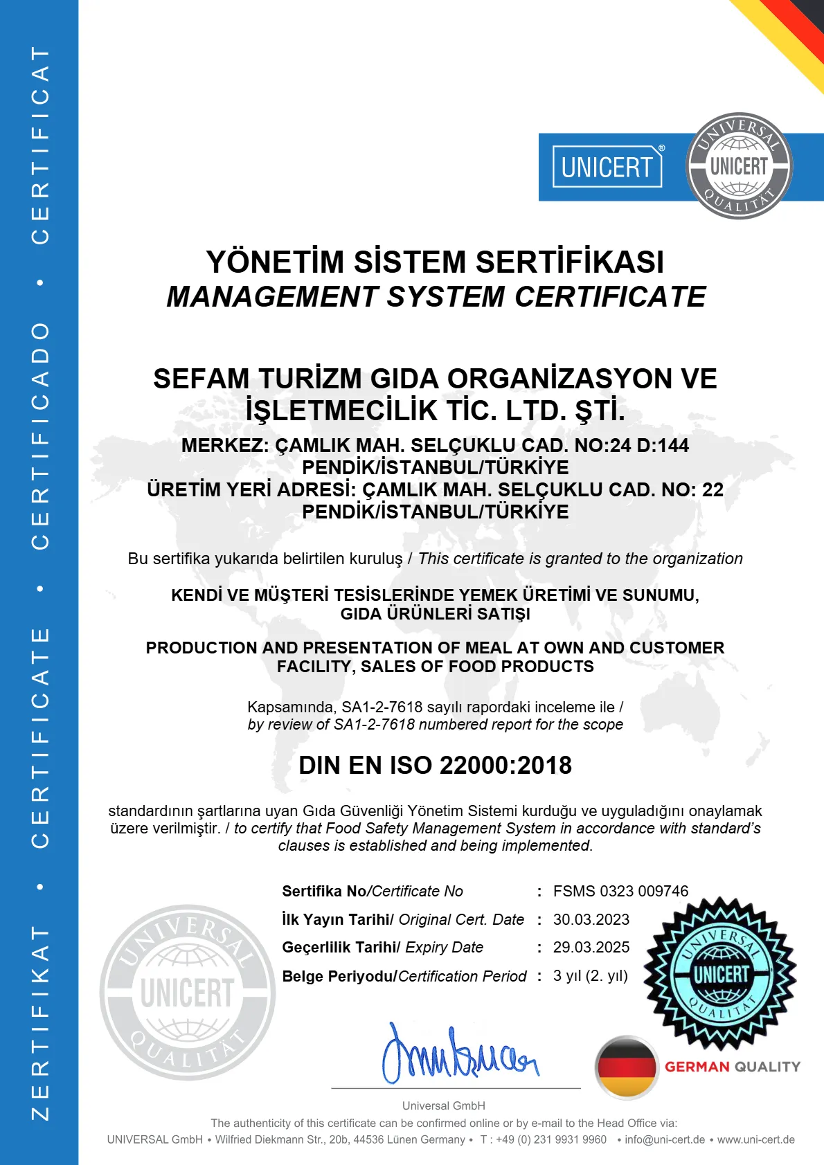 ISO 22000 — Gıda Güvenliği Yönetim Sistemi